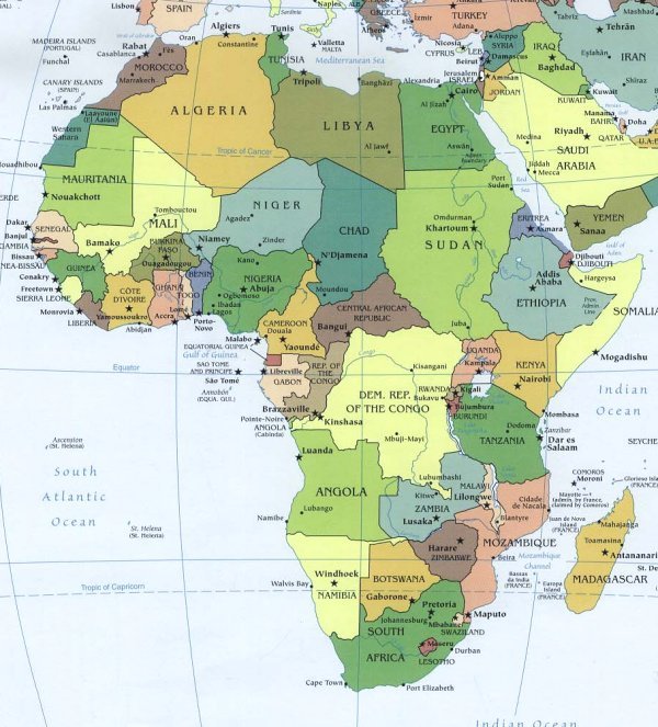 Carta geografica dell'Africa