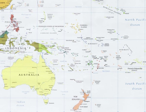 Carta geografica dell'Oceania